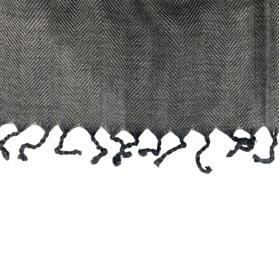 HERMES 愛馬仕 圍巾 絲 CASHMERE 灰色 素面-3