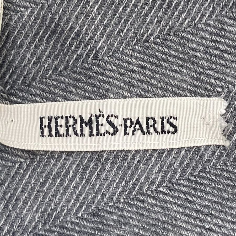 HERMES 愛馬仕 圍巾 絲 CASHMERE 灰色 素面-5
