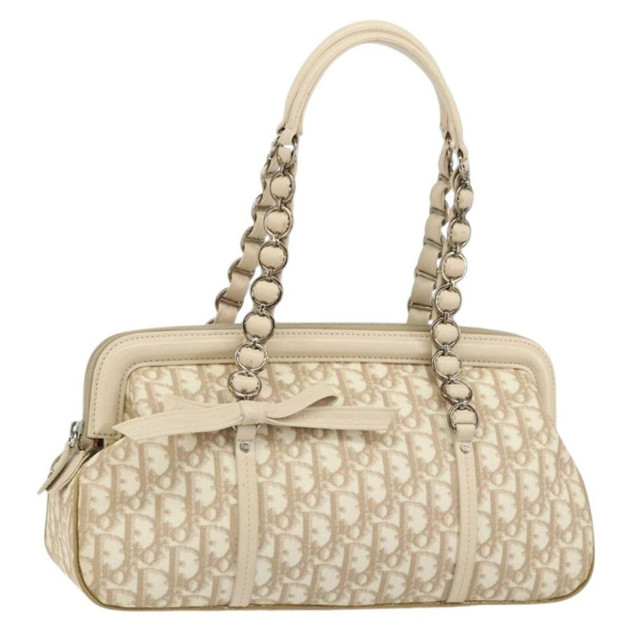 【日本直送】Christian Dior Trotter帆布浪漫手提包 PVC 米色銀色 正品 150070-1