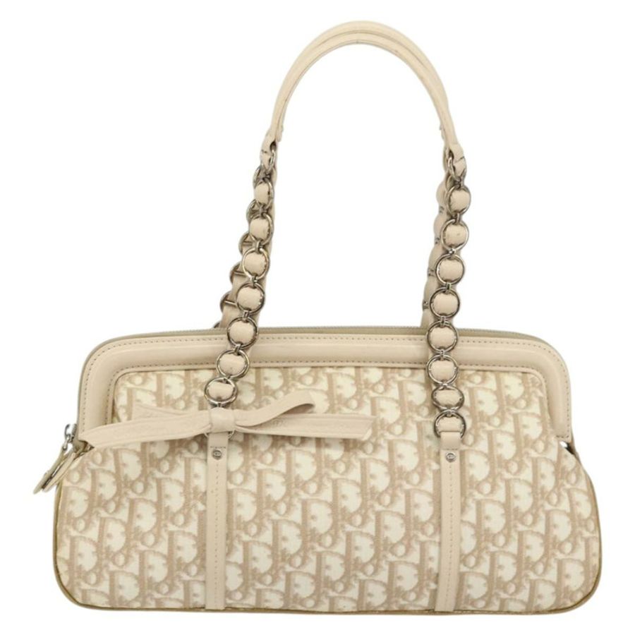 【日本直送】Christian Dior Trotter帆布浪漫手提包 PVC 米色銀色 正品 150070-2