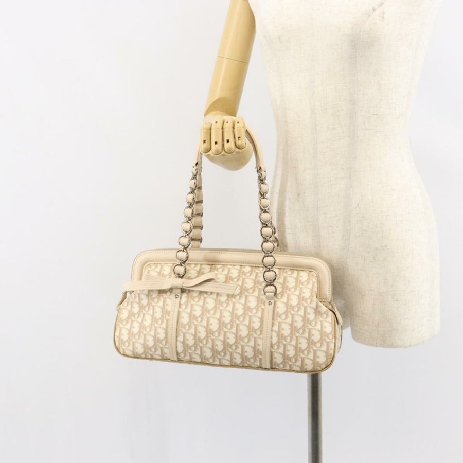 【日本直送】Christian Dior Trotter帆布浪漫手提包 PVC 米色銀色 正品 150070-20