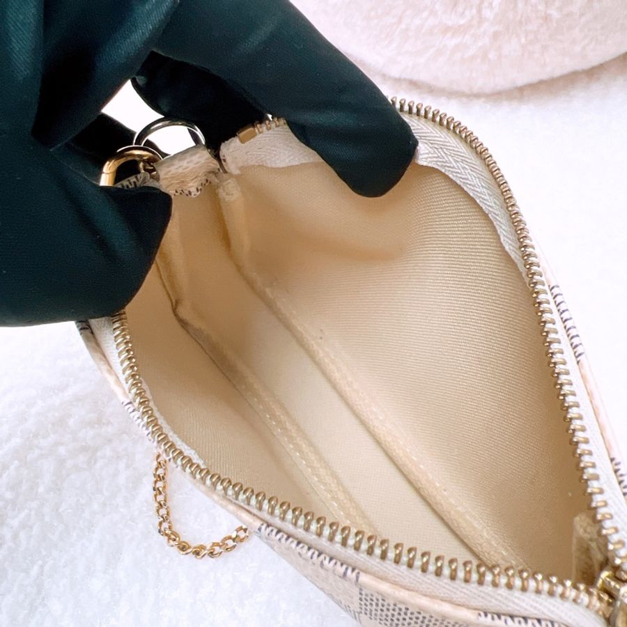 Lv mini pochette 白色棋盤小麻將包-13