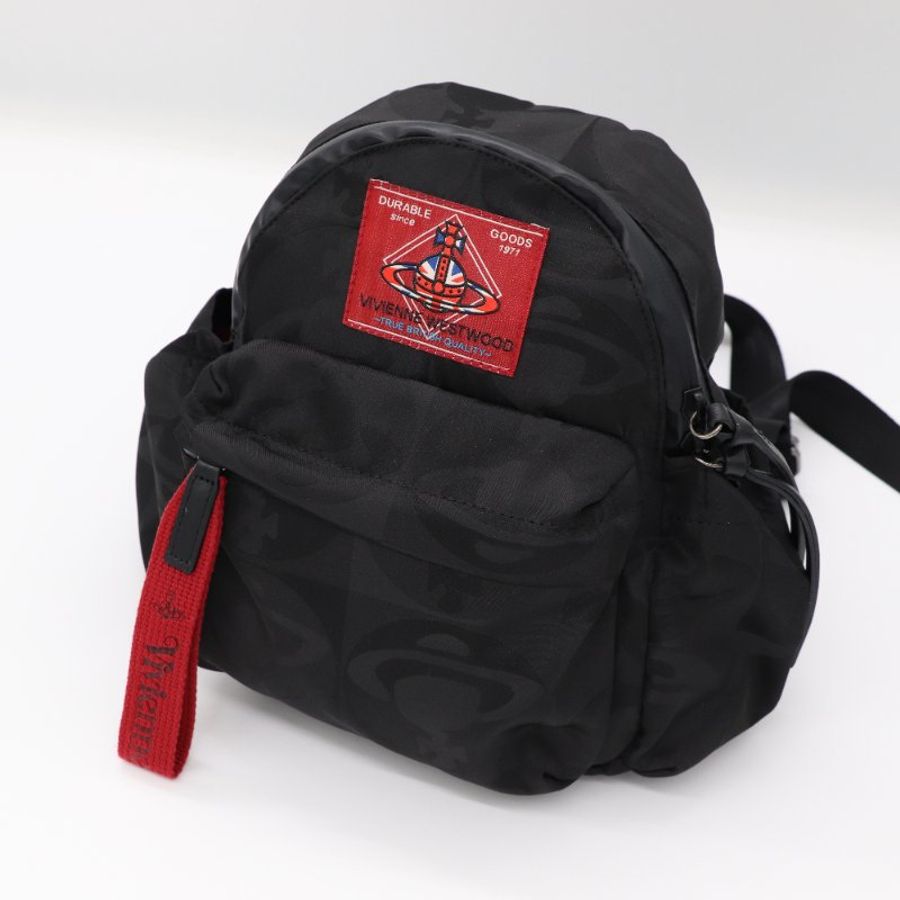 Vivienne Westwood 西太后 黑色織物 Red Label 火星標 雙肩包 書包 後背包-2