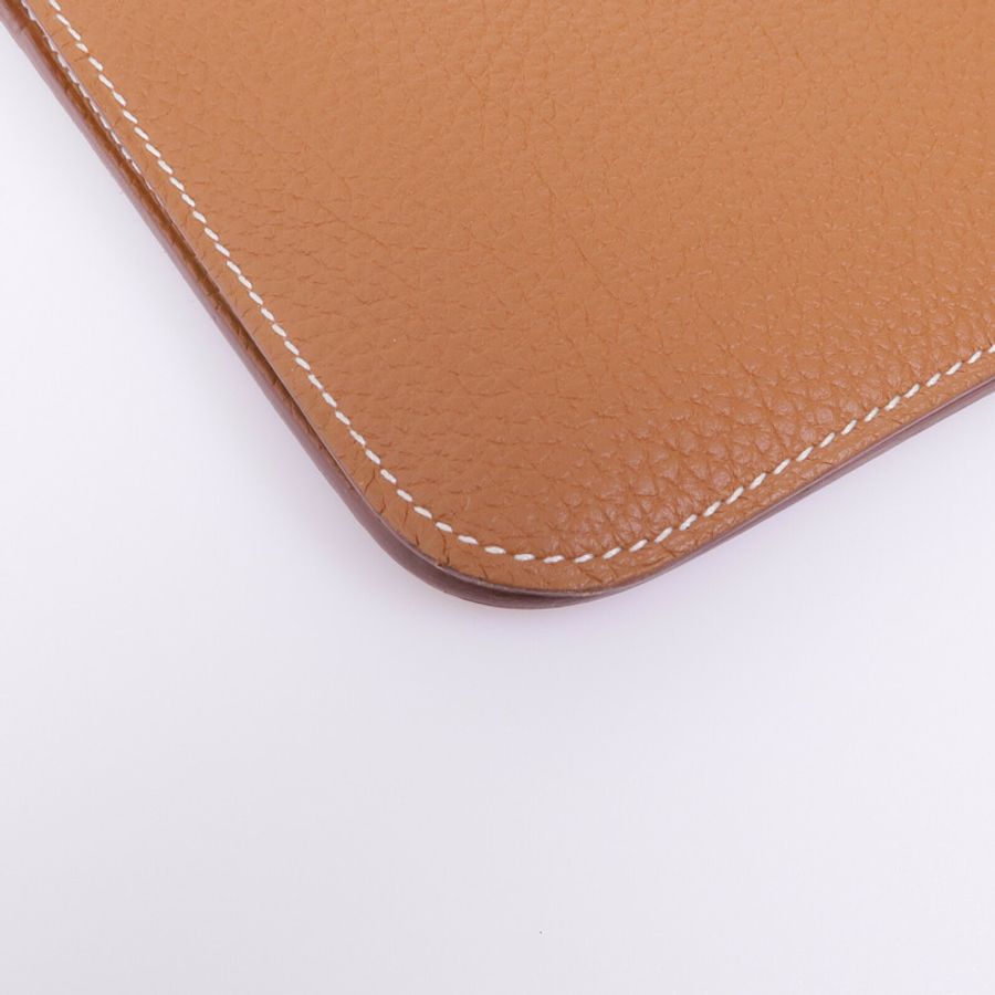 HERMES Clemence皮革Dogon GM銀扣掛飾Gold-12