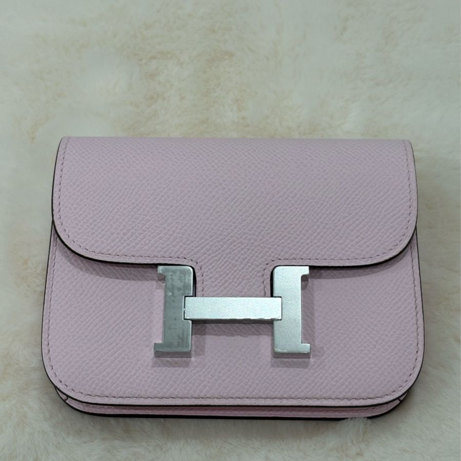 HERMES Constance Slim 淡粉銀扣 全新-2