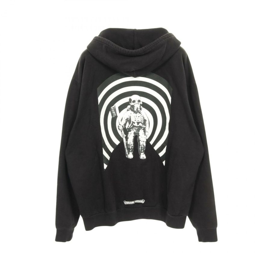 鉻心 (CHROME HEARTS) 拉鍊連帽衫，純棉材質，黑色，二手男款 L 碼-1