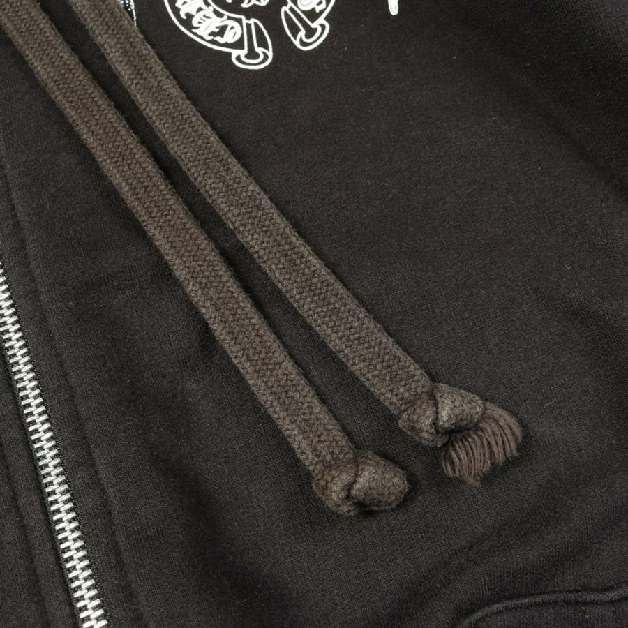 鉻心 (CHROME HEARTS) 拉鍊連帽衫，純棉材質，黑色，二手男款 L 碼-4