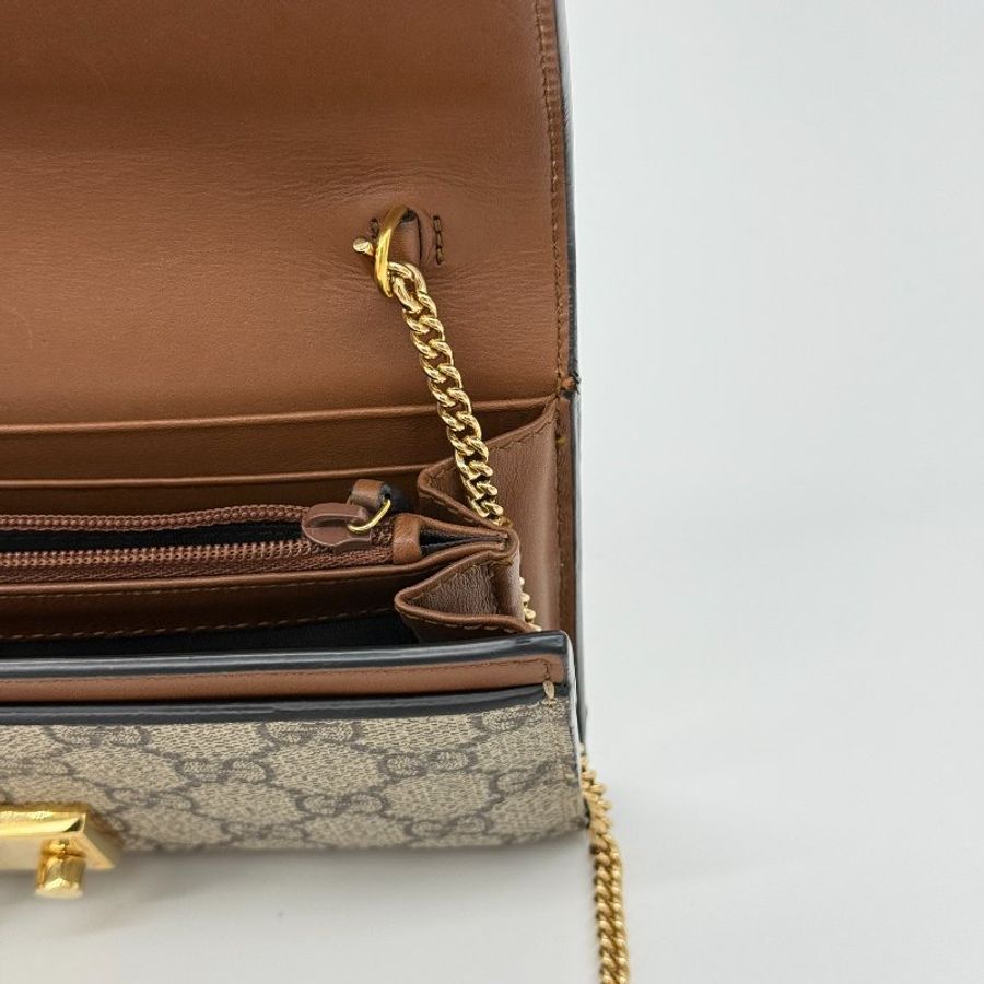 Gucci 古馳 Padlock 黑色牛皮 經典花紋 鏈條錢包 斜挎包 單肩包 多卡位 鈔票位(鏈條可以拆卸)-8
