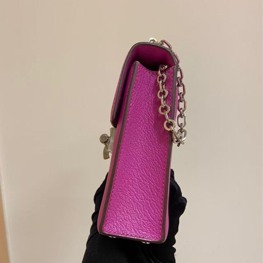 🌈Hermes💜Mini Verrou手槍包💜L3玫瑰紫銀扣🌈98.5新🌟山羊皮🌟-1