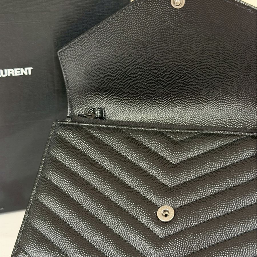 🈶購證99新🆕Ysl so black 魚子醬Woc信封包斜挎單肩包-14