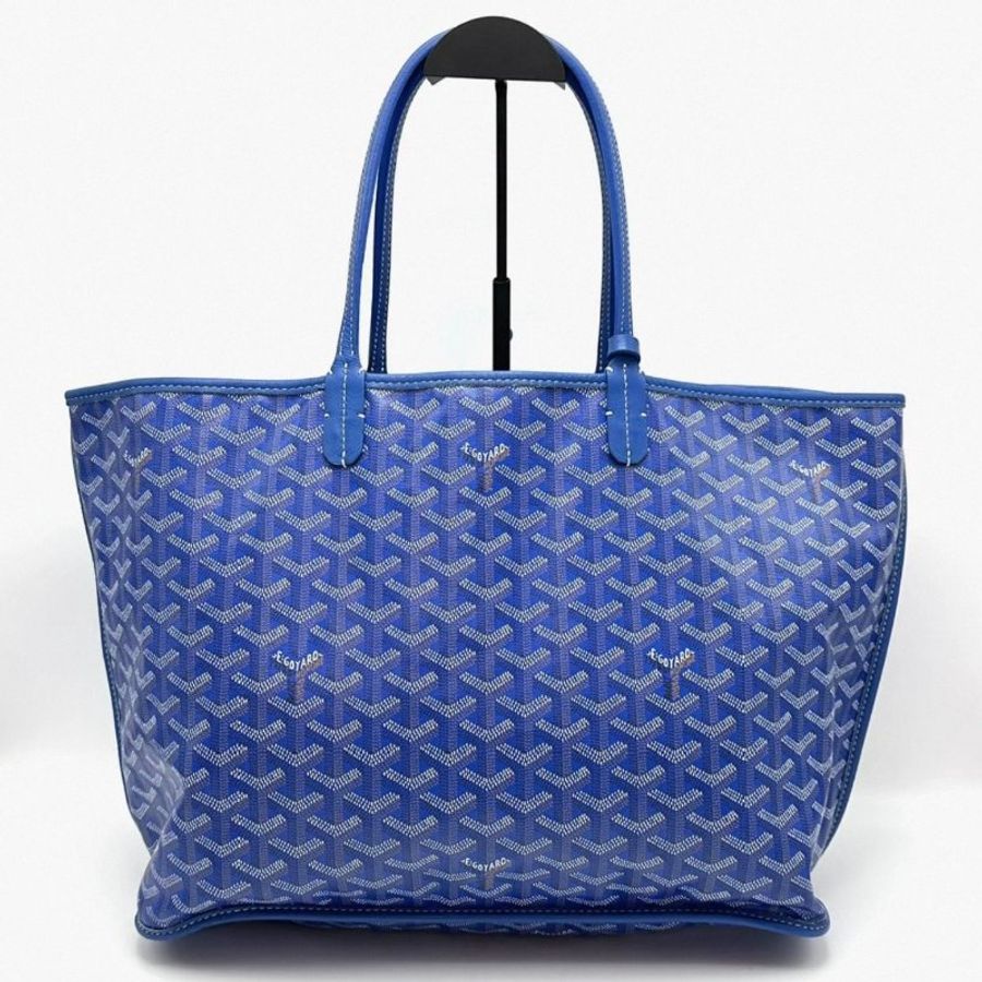 GOYARD 藍色Y字滿印肩背包 34*26*14 98新配件塵袋-5