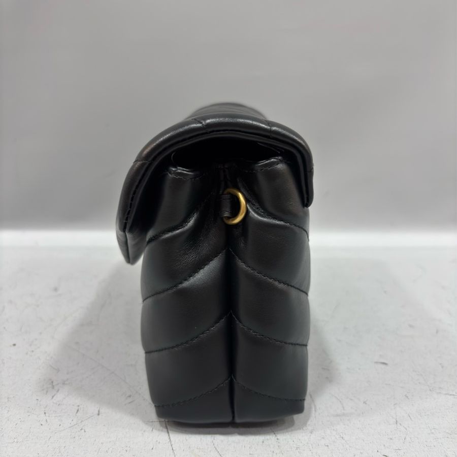 YSL Saint Laurent 678401 Toy Loulou mini 黑色牛皮金字胖胖包方胖包-3
