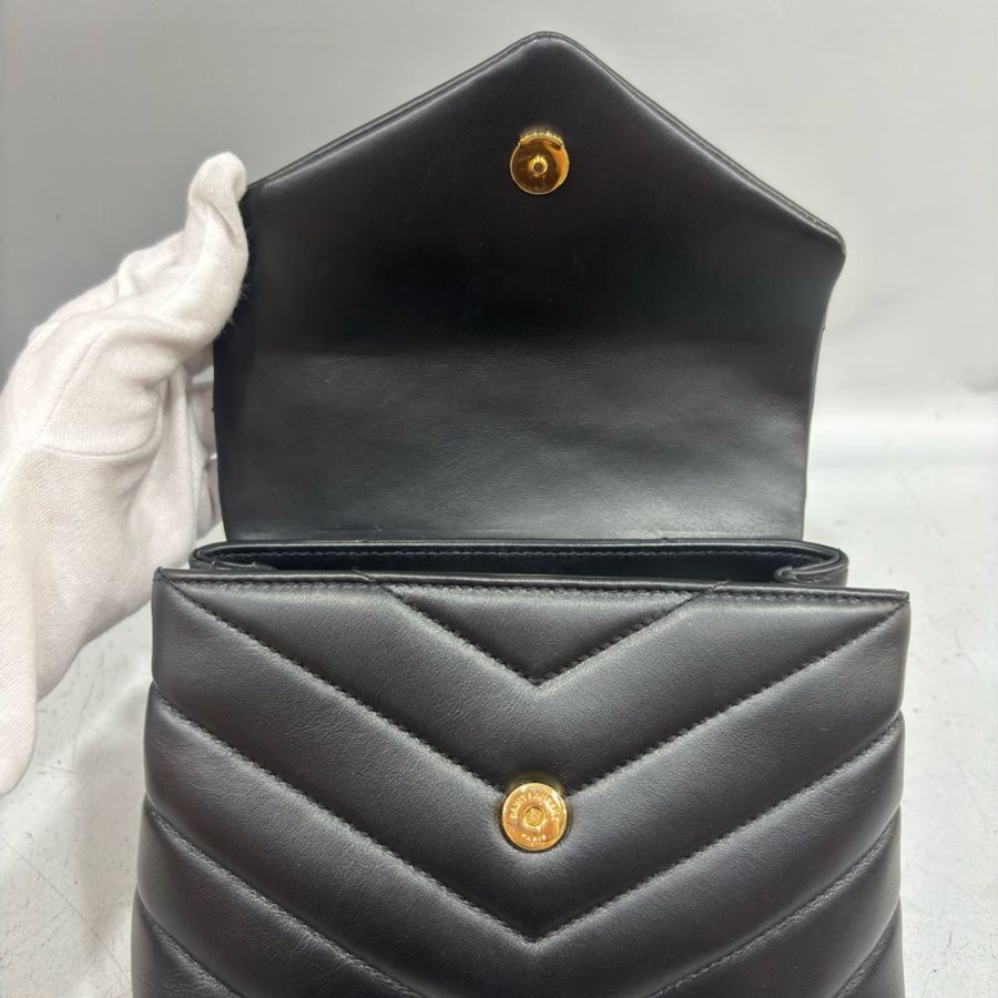 YSL Saint Laurent 678401 Toy Loulou mini 黑色牛皮金字胖胖包方胖包-22