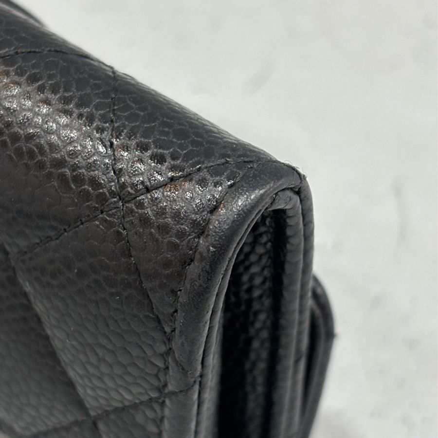 CHANEL AP0214 COCO 新款 背面有口袋 黑色荔枝皮 銀釦 釦式 零錢包 信用卡夾 名片夾 短夾 皮夾-8