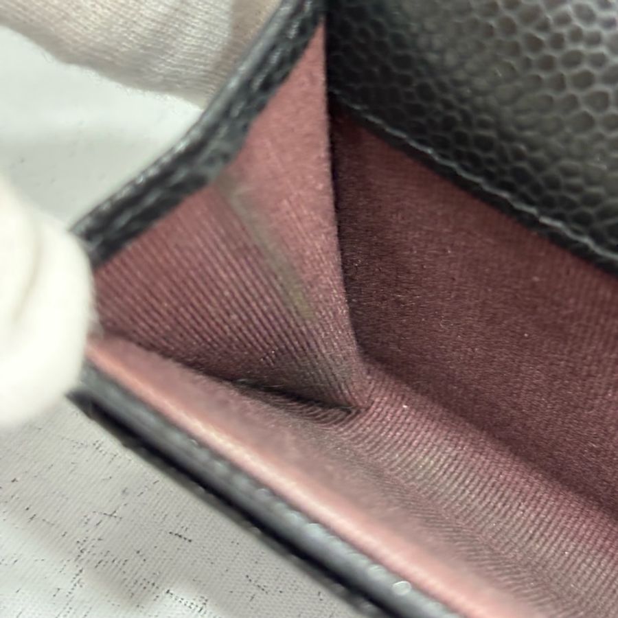 CHANEL AP0214 COCO 新款 背面有口袋 黑色荔枝皮 銀釦 釦式 零錢包 信用卡夾 名片夾 短夾 皮夾-28