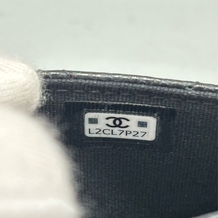 CHANEL AP0214 COCO 新款 背面有口袋 黑色荔枝皮 銀釦 釦式 零錢包 信用卡夾 名片夾 短夾 皮夾-30