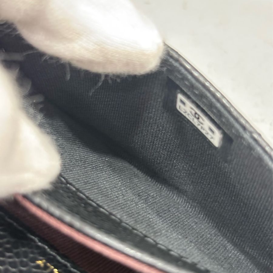 CHANEL AP0214 COCO 新款 背面有口袋 黑色荔枝皮 銀釦 釦式 零錢包 信用卡夾 名片夾 短夾 皮夾-31
