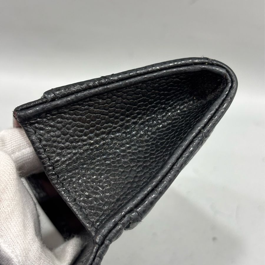 CHANEL AP0214 COCO 新款 背面有口袋 黑色荔枝皮 銀釦 釦式 零錢包 信用卡夾 名片夾 短夾 皮夾-32