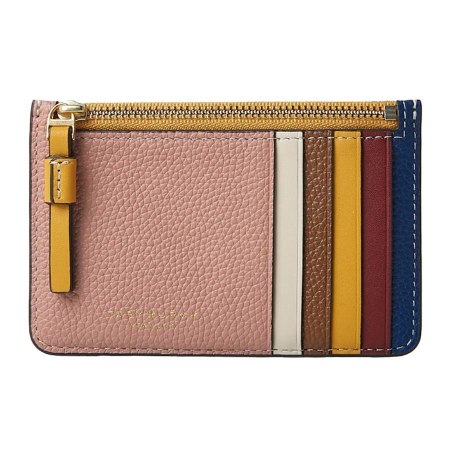 【TORY BURCH】拼接皮革卡夾零錢包-多色拼接-0