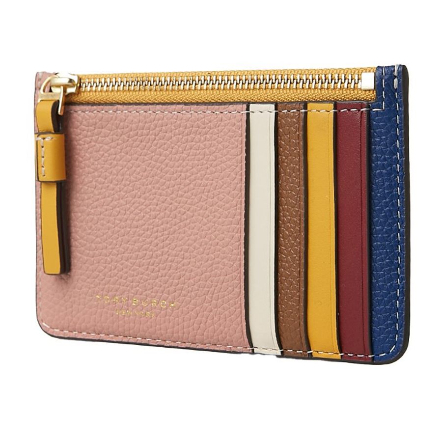 【TORY BURCH】拼接皮革卡夾零錢包-多色拼接-1