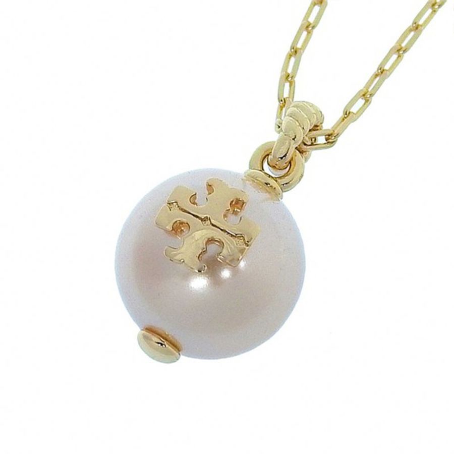 【TORY BURCH】雙T-LOGO珍珠項鍊-金色-0