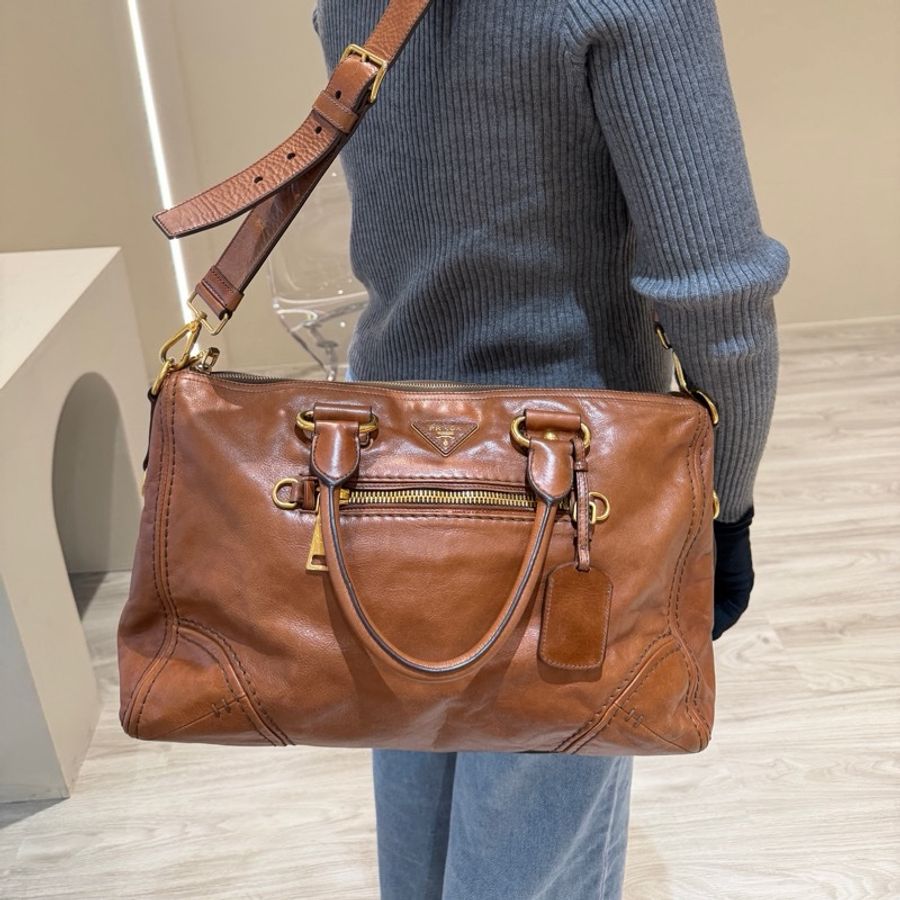 Prada 棕色公事包💼帶你賺大錢！💰💰來運轉-0