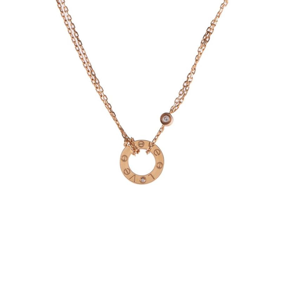 Cartier LOVE18K金小餅鑲嵌2顆鑽石項鏈18K玫瑰金/鑽石項鏈玫瑰金18K項鍊-0