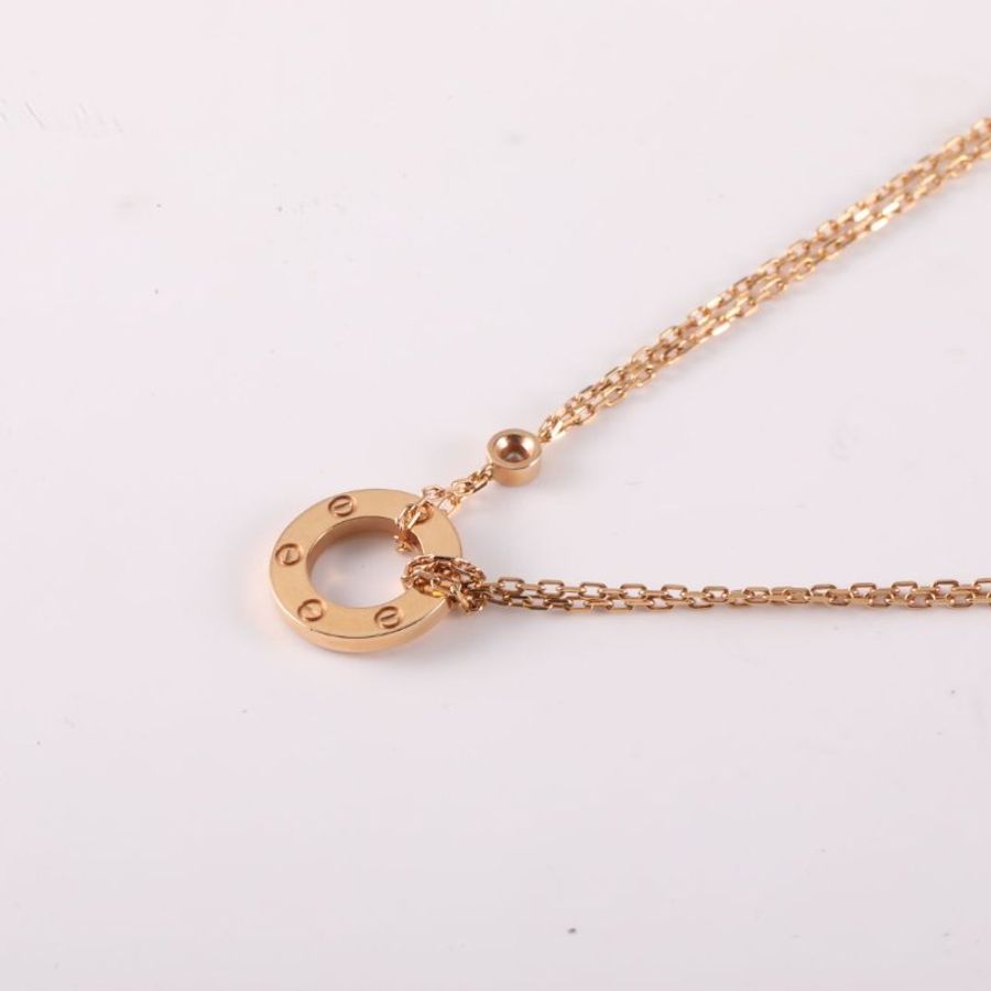 Cartier LOVE18K金小餅鑲嵌2顆鑽石項鏈18K玫瑰金/鑽石項鏈玫瑰金18K項鍊-2