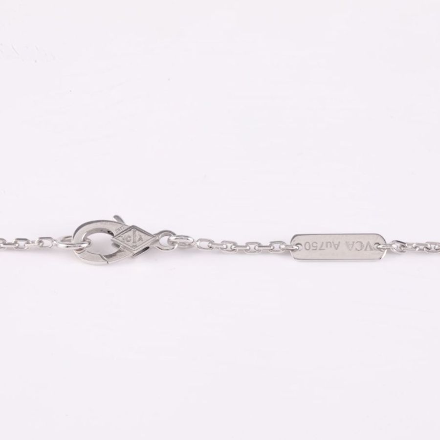 Van Cleef & Arpels VintageAlhambra中號單花項鏈滿鑽18K白金/鑽石項鏈白金鑽石/18K項鍊-4