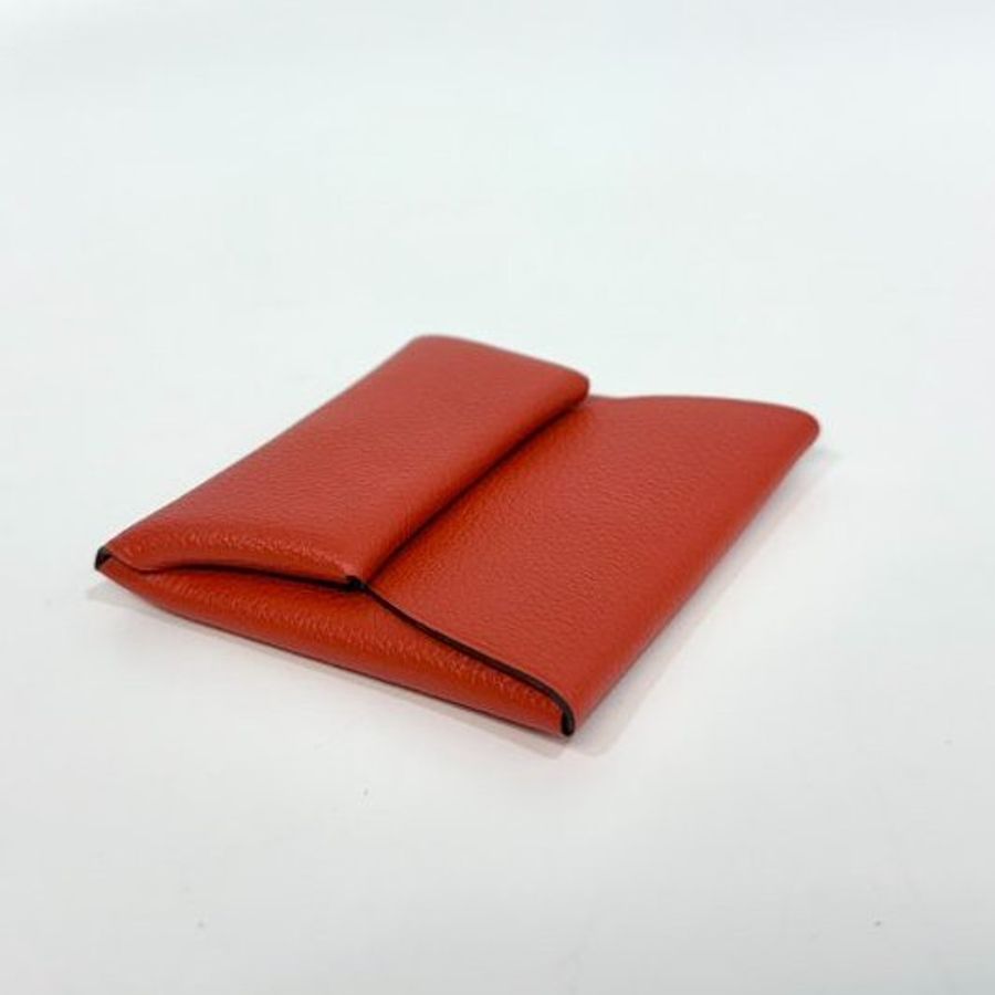 Hermes 9T火焰橘EPSOM皮Bastia零錢包-6