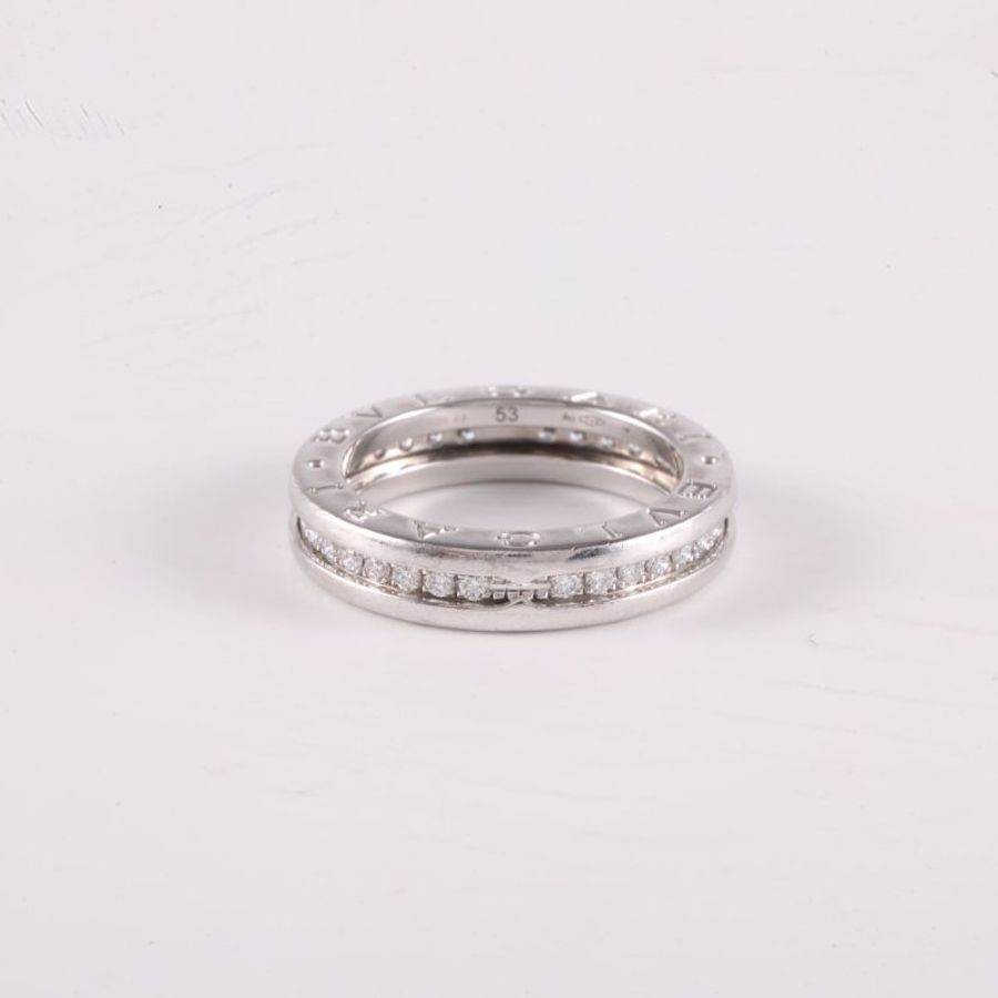 BVLGARI B.ZERO1彈簧戒指單圈鑽18K白金/鑽石53白金戒指-3