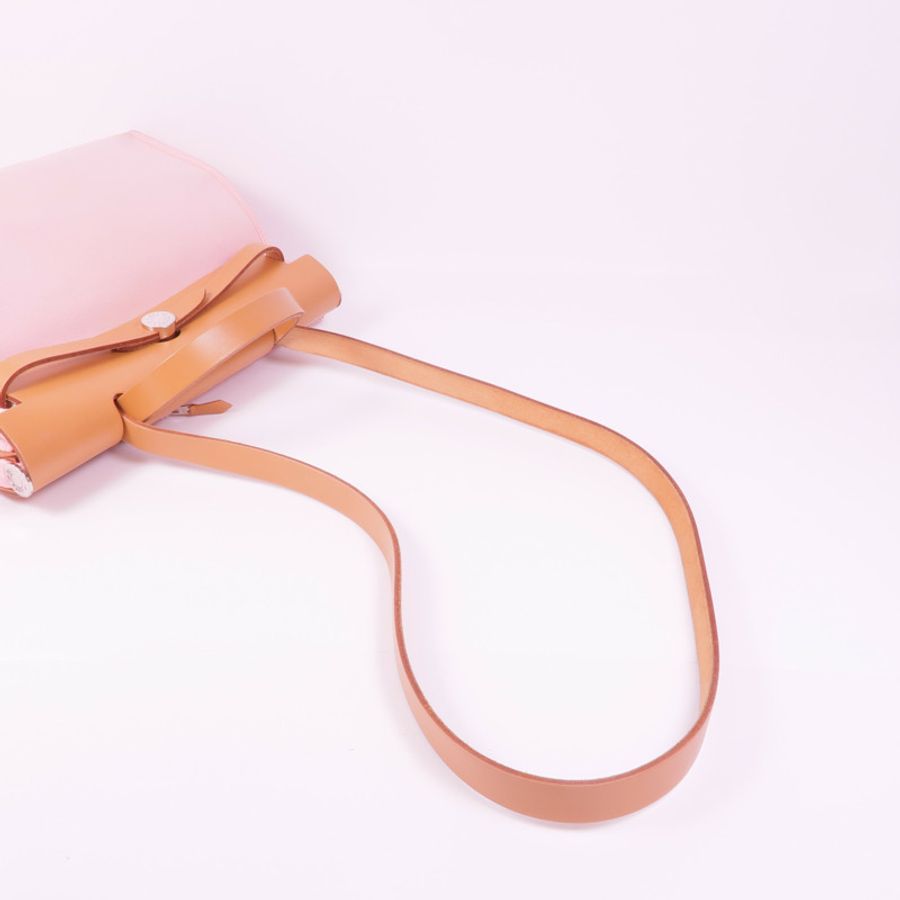 HERMES 帆布Herbag PM銀扣手挽肩背兩用袋Rose Sakura-9
