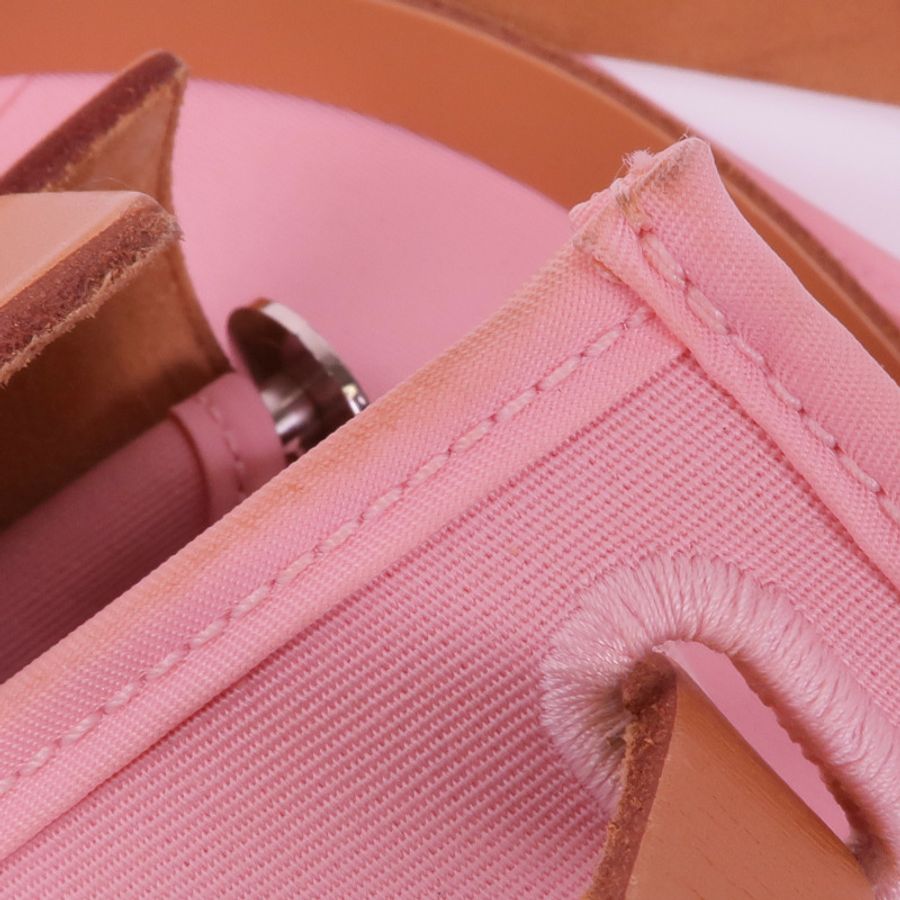 HERMES 帆布Herbag PM銀扣手挽肩背兩用袋Rose Sakura-15