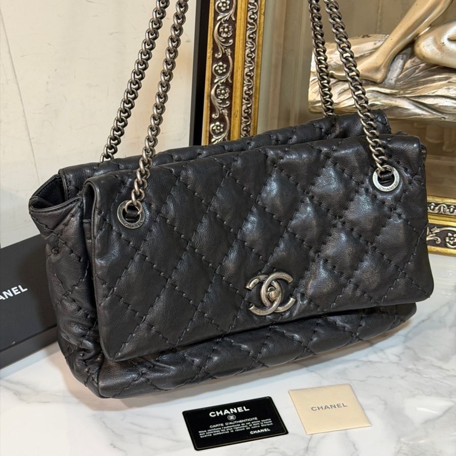 Chanel黑銀外縫線泡芙雲朵包 #9新閒置 #GD風超時尚 #15萬入手賠售割愛-9
