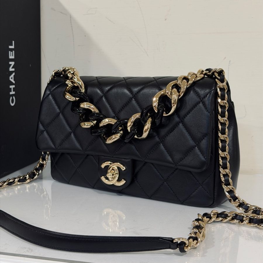 Chanel Cf25 22s 2ways黑金口蓋包 芯片款 #全新全配 #全網最低💰-7