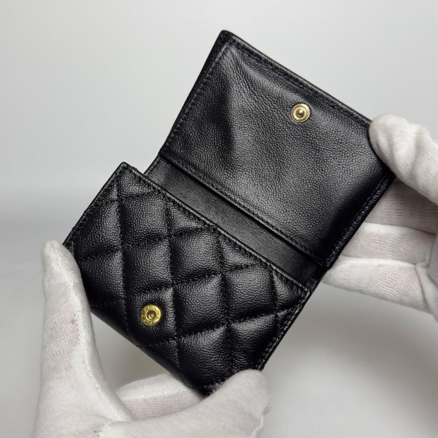 🌷Chanel 稀有金色大雙C魚子醬皮三折短夾錢包皮夾|經典花紋✦fufu style 精品✦ 氣質款|-20