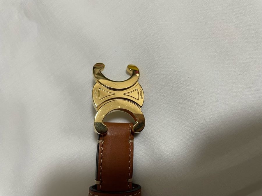 Celine 金棕 凱旋門 皮帶 腰帶 TRIOMPHE 18mm-9