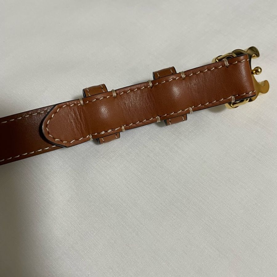 Celine 金棕 凱旋門 皮帶 腰帶 TRIOMPHE 18mm-19