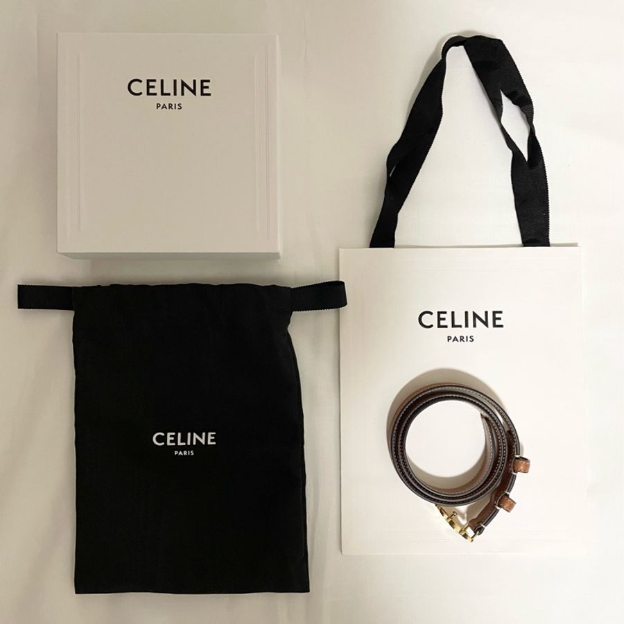 Celine 金棕 凱旋門 皮帶 腰帶 TRIOMPHE 18mm-25