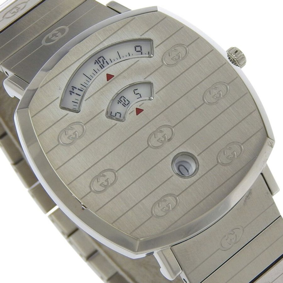 Gucci Grip腕錶，157.3毫米，不鏽鋼錶殼，石英機芯，指針式顯示，白色錶盤，男款-2
