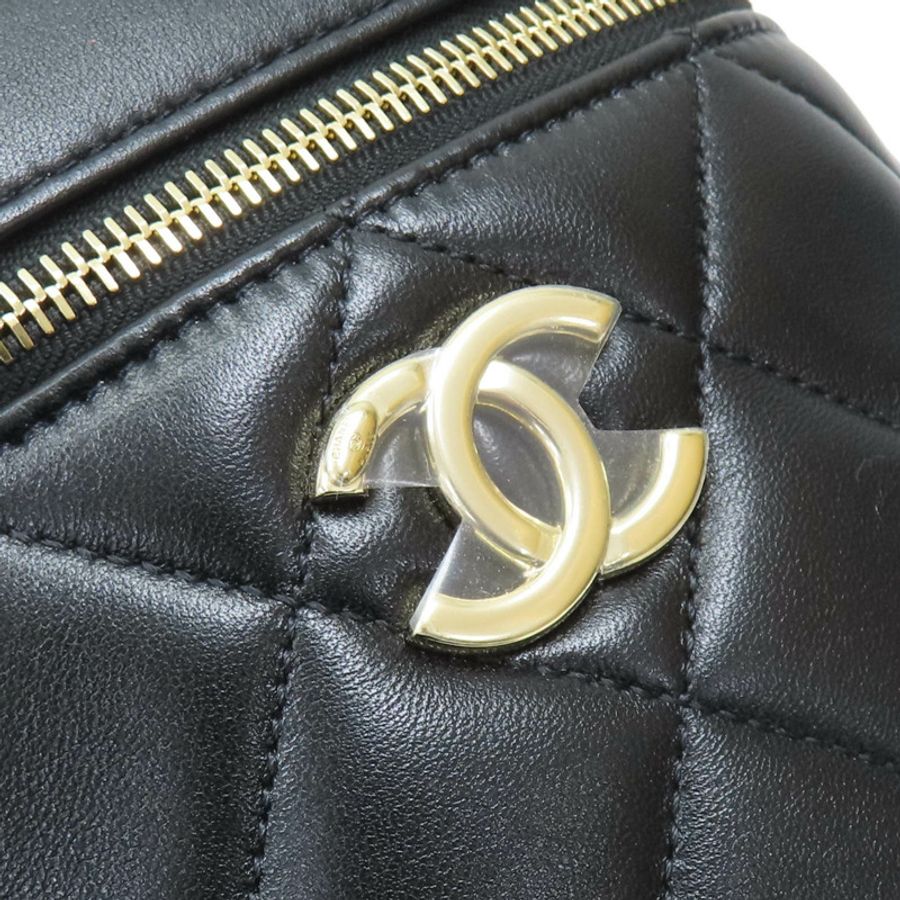 黑色 羊皮 菱格紋 Trendy Vanity Case 鍊帶 化妝包 肩背包【CHANEL 香奈兒】-8