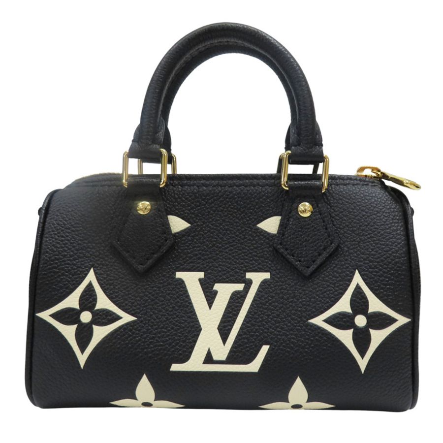Nano Speedy 肩背包 黑色/米白色 原花 牛皮 壓紋【LOUIS VUITTON LV 路易威登】 M81456-1
