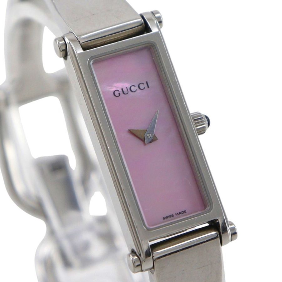 Gucci 1500L 女士不鏽鋼石英模擬腕錶，粉紅色錶盤-2