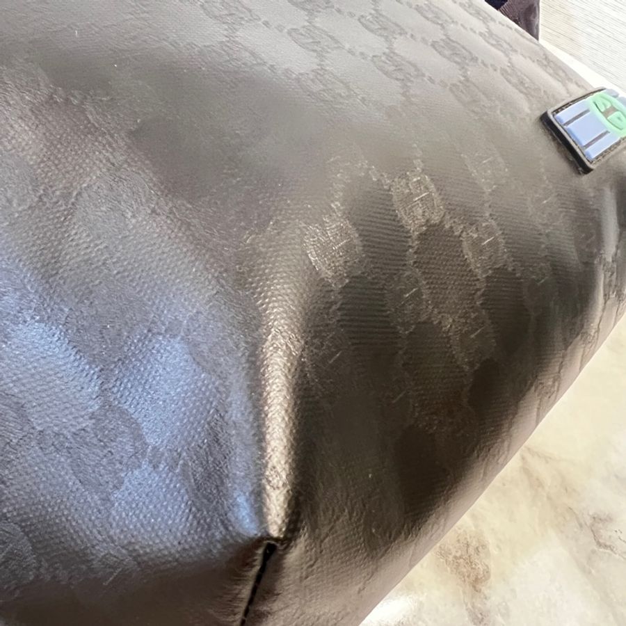 Gucci 黑啞光帆布一字拉Crystal腰包-6