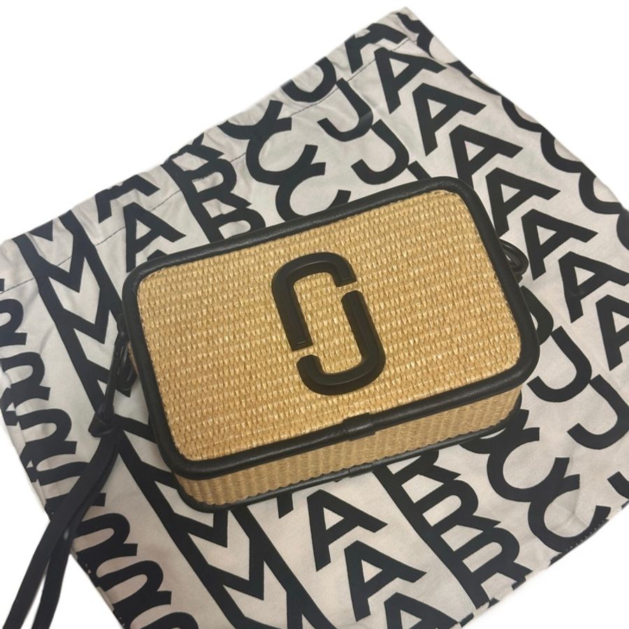 MARC JACOBS THE WOVEN SNAPSHOT 編織草編斜背相機包(黑)-1