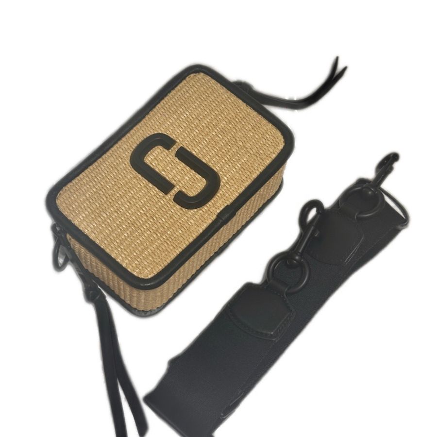 MARC JACOBS THE WOVEN SNAPSHOT 編織草編斜背相機包(黑)-2