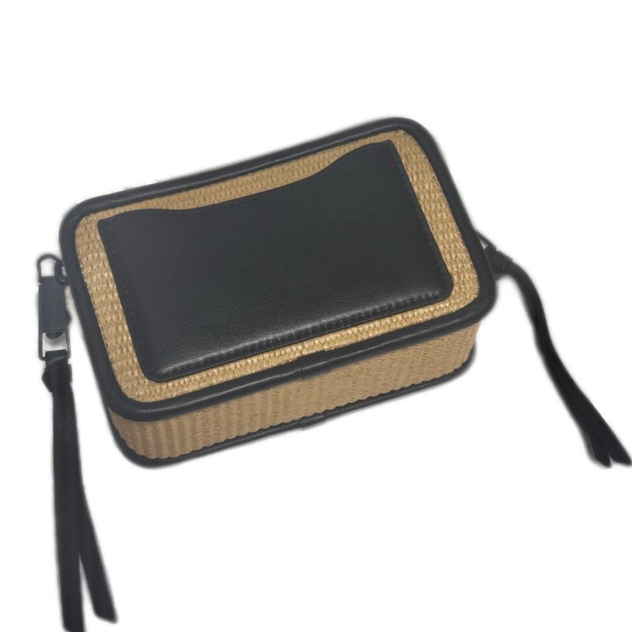 MARC JACOBS THE WOVEN SNAPSHOT 編織草編斜背相機包(黑)-7