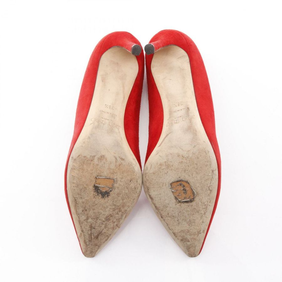 JIMMY CHOO 紅色麂皮細高跟女鞋 #38 1/2-3