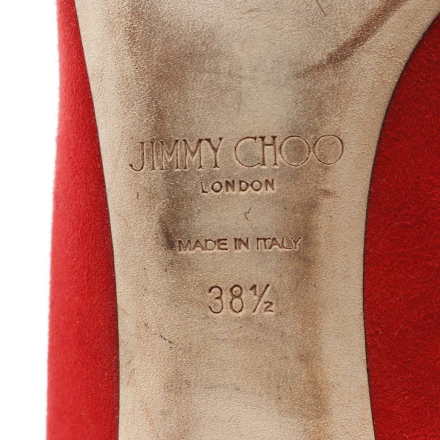 JIMMY CHOO 紅色麂皮細高跟女鞋 #38 1/2-5