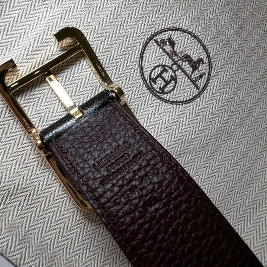 Hermès 愛馬仕 全新男款雙面金扣皮帶CAPE COD BOX/TOGO 95-4